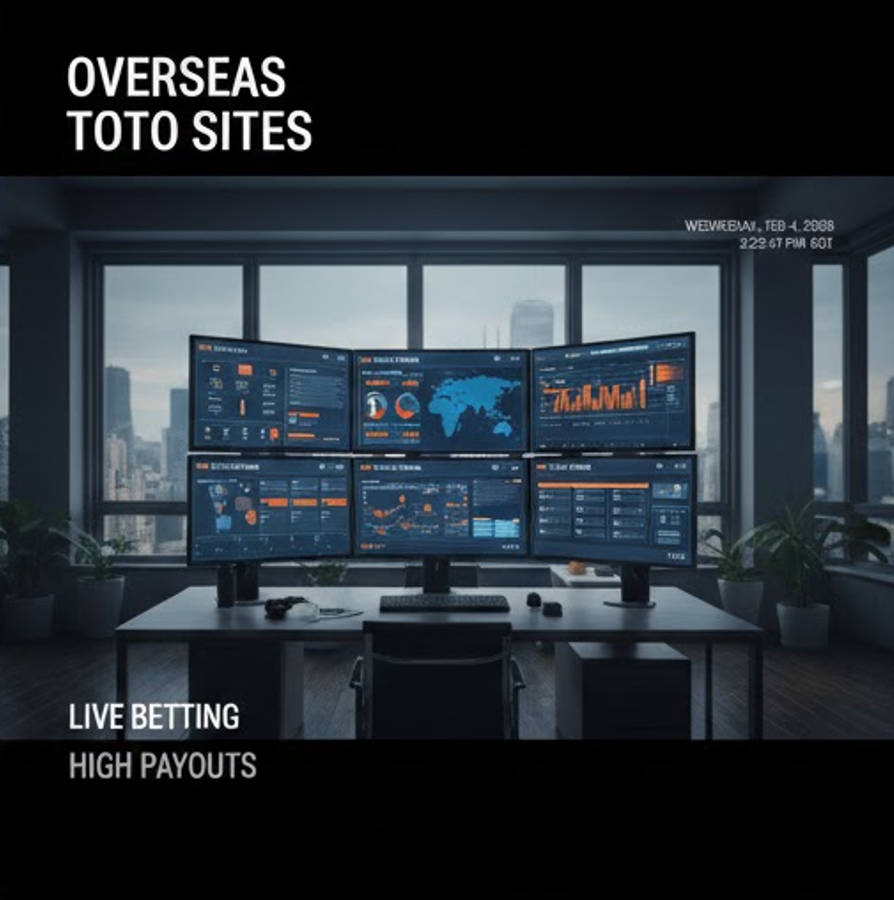 토토사이트와 해외 북메이커 차이점은? 배당 구조로 보는 승률의 진실 여러 개의 모니터에 실시간 스포츠 데이터와 라이브 배당이 표시된 전문적인 해외 토토사이트 운영 환경