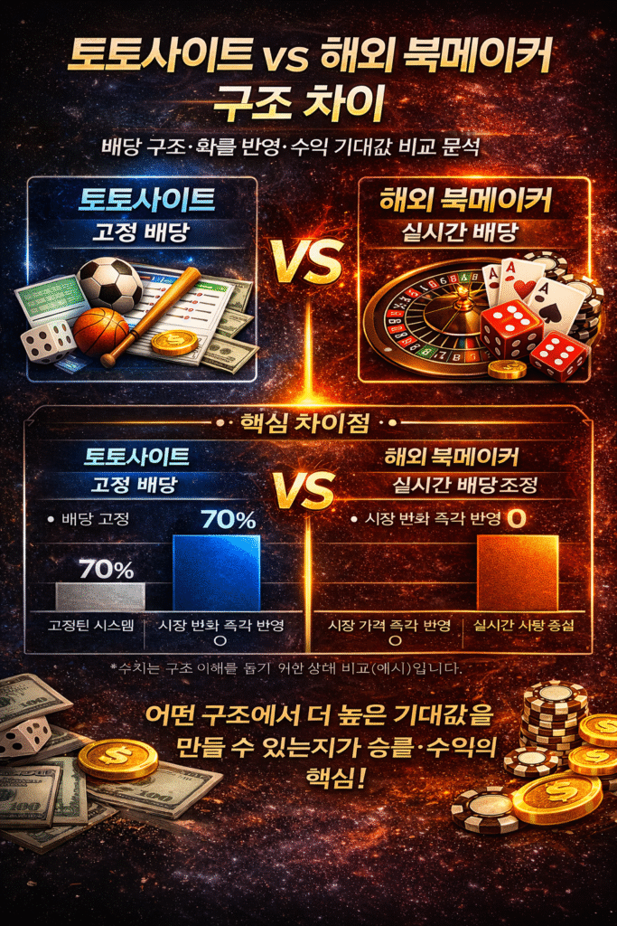 토토사이트 vs 해외 북메이커 구조 차이｜배당·확률·수익성 비교 분석 