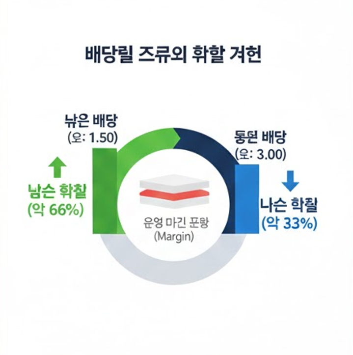 스포츠토토 배당률 구조와 운영 마진 및 확률 관계를 설명하는 분석 차트