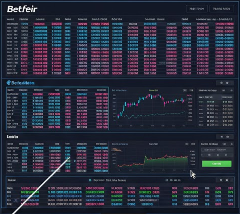 Betfair 베팅 거래소 실시간 배당 변동 데이터 시각화 화면