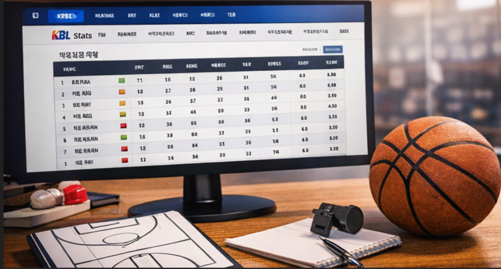 KBL 선수 기록과 팀 순위를 분석하는 국내 농구 데이터 화면