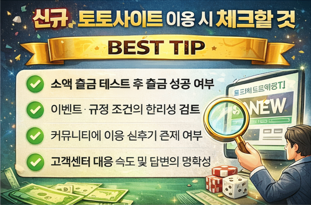 안전한 토토사이트란? 신규 토토사이트 이용 시 안전성 확인 체크리스트 안내 이미지