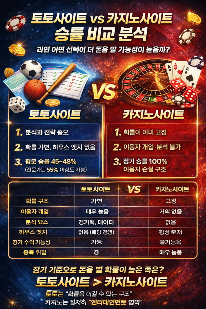 토토사이트 vs 카지노사이트 장기 수익 확률 분석
