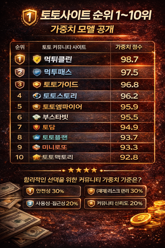 토토사이트 순위 1~10위 – 가중치 모델 공개